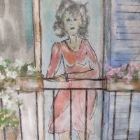 Aquarell, DIN A4 "Donna in attesa", original & signiert Bild 4