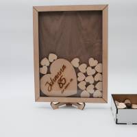 Gästebuch aus Holz für Hochzeit, Geburtstag und Jubiläum, personalisierbar aus edlem Nussbaum Holz und Ahorn/Buchen Holz Bild 3