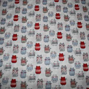 12,80 EUR/m Baumwollstoff Felix süße Katzen auf weiß Webware 100% Baumwolle Bild 2