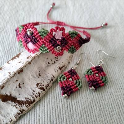 Makramee Armband und Ohrringe
