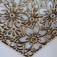 Wanddeko Herz mit Ornamenten aus Holz | Boho Mandala Herz | Landhaus | Holzherz für Kinderzimmer | Wohnzimmer | Terrasse Bild 4