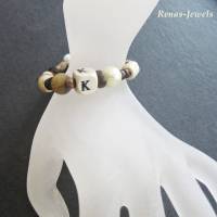 Armband mit Holzperlen und Acrylperlen braun beige Perlenarmband dehnbar Handgefertigt Bild 3