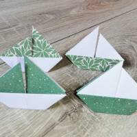20 Origami Segelboote, Tischdeko, Taufe, Hochzeit, Papierboot, Schiffe, Boote, Papierdeko maritim, grün floral Bild 2