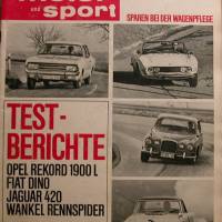 Auto Motor Sport Heft 5     4. März 1967    Testbericht Opel Rekord 1900 L  -  Fiat Dino  -  Jaguar 420 Bild 1