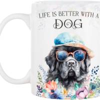 Hunde-Tasse LIFE IS BETTER WITH A DOG mit Neufundländer Bild 2