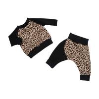 Set Langarmshirt + Pumphose Baby Frühchen Jungen Mädchen "Wild Leopard", ab Gr. 44 (Frühchen) Geschenk Geburt Bild 1