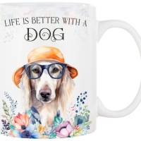 Hunde-Tasse LIFE IS BETTER WITH A DOG mit Saluki Bild 1
