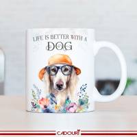 Hunde-Tasse LIFE IS BETTER WITH A DOG mit Saluki Bild 3
