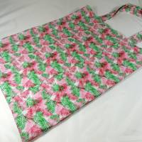 Einkaufstasche weiß rosa grün Stoffbeutel Palmen  Tasche Geschenk Umzug Geburtstag Bild 1