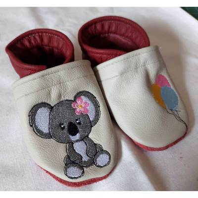 Krabbelschuhe Lauflernschuhe Schuhe Koala  Luftballon  Leder personalisiert
