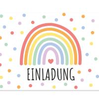 Friendly Fox Regenbogen Einladung, 12 Kinder Einladungskarten Regenbogen für Kindergeburtstag Mädchen & Junge Bild 1