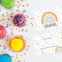 Friendly Fox Regenbogen Einladung, 12 Kinder Einladungskarten Regenbogen für Kindergeburtstag Mädchen & Junge Bild 2