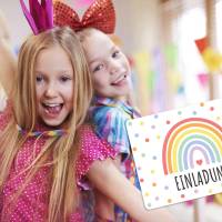 Friendly Fox Regenbogen Einladung, 12 Kinder Einladungskarten Regenbogen für Kindergeburtstag Mädchen & Junge Bild 4