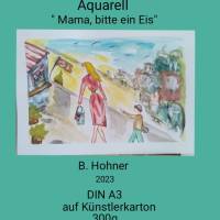 Aquarell original, "Mama, bitte ein Eis", DIN A3, 42x29,5 cm Bild 1