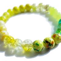 Armband aus Glasperlen in gelb und grün elastisch Bild 1