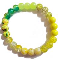 Armband aus Glasperlen in gelb und grün elastisch Bild 2