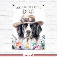 Hundeschild LIFE IS BETTER WITH A DOG mit Landseer Bild 2
