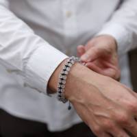 Herren Edelstein Doppel-Armband aus echtem Mondstein Hämatit, Makramee Armband, Geschenk für Mann, LIMETED EDITION Bild 2