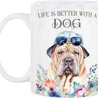 Hunde-Tasse LIFE IS BETTER WITH A DOG mit Shar Pei Bild 2