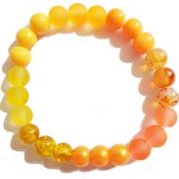 Armband aus Glasperlen in orange und gelb  elastisch Bild 2