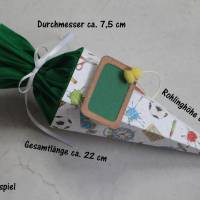 Mini-Schultüte „Tafeloptik grün",1er und 10er Set, Geschenkverpackung Bild 5