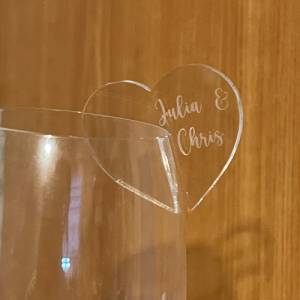 Acryl Platzkarten Glas, Motiv Herz, Gastsitze, personalisierte Hochzeitsgeschenke, Acryl Namen Glas Bild 4