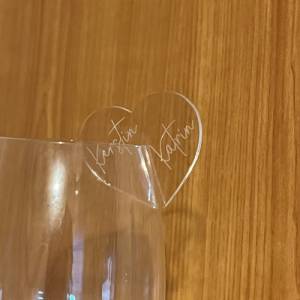 Acryl Platzkarten Glas, Motiv Herz, Gastsitze, personalisierte Hochzeitsgeschenke, Acryl Namen Glas Bild 5