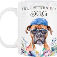 Hunde-Tasse LIFE IS BETTER WITH A DOG mit Boxer Bild 2