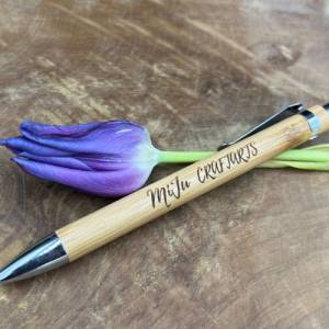 Kugelschreiber Bambus, dein Logo Shop, personalisiert, Wunschgravur, Farbe Schwarz Bild 3