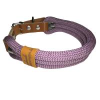 Hundehalsband, Tauhalsband, 3x10 mm, verstellbar, malve, Verschluss mit Leder und Schnalle, edel und hochwertig Bild 1