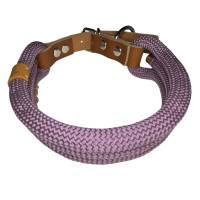 Hundehalsband, Tauhalsband, 3x10 mm, verstellbar, malve, Verschluss mit Leder und Schnalle, edel und hochwertig Bild 2
