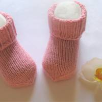 Baby Socken Erstlingssocken handgestrickt rosefarben Bild 2