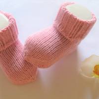 Baby Socken Erstlingssocken handgestrickt rosefarben Bild 3