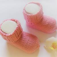 Baby Socken Erstlingssocken handgestrickt rosefarben Bild 4