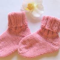 Baby Socken Erstlingssocken handgestrickt rosefarben Bild 5