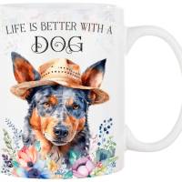 Hunde-Tasse LIFE IS BETTER WITH A DOG mit Australian Cattle Dog Bild 1