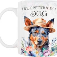 Hunde-Tasse LIFE IS BETTER WITH A DOG mit Australian Cattle Dog Bild 2