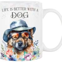 Hunde-Tasse LIFE IS BETTER WITH A DOG mit Eurasier Bild 1
