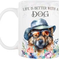 Hunde-Tasse LIFE IS BETTER WITH A DOG mit Eurasier Bild 2
