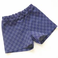 Kurze Hose, Shorts, 80/86, dunkelblau weiß gemustert, Upcycling Bild 3