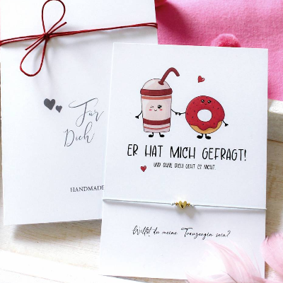 Trauzeugin Fragen Geschenk | Lustige Fragekarte mit Armband | Willst du meine Trauzeugin sein | 925 Silber