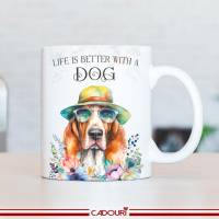 Hunde-Tasse LIFE IS BETTER WITH A DOG mit Basset Hound Bild 3