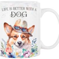 Hunde-Tasse LIFE IS BETTER WITH A DOG mit Welsh Corgi Bild 1