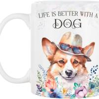 Hunde-Tasse LIFE IS BETTER WITH A DOG mit Welsh Corgi Bild 2