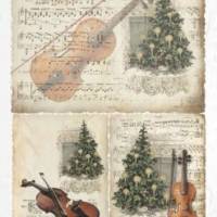 Geige - Tannenbaum - Musik - Faserpapier - Reispapier - Decoupage - Motivpapier - Serviettentechnik - R0188 135 Bild 1