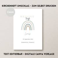 Canva Design | Kirchenheft Taufe digital | Regenbogen | Mint | Neutral | Personalisiert | Sofort Download | selbst druck Bild 1