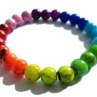 Armband aus Glasperlen in Regenbogenfarben elastisch Bild 1