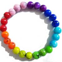 Armband aus Glasperlen in Regenbogenfarben elastisch Bild 2