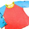 Langarmshirt 92 / 98, Mustermix rot blau bunt, Upcycling, Unikat, Mädchentop, Shirt langärmlig, Baumwolle Bild 5