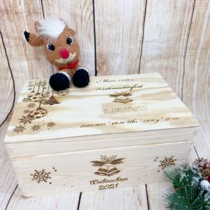 Erinnerungsbox, personalisierte erste Weihnachten Kiste, Erinnerungskiste für Baby oder Kind, zur Geburt, Geburtstag ode Bild 1